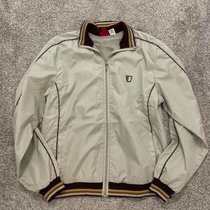 Cream and brown vintage zip-up jacket